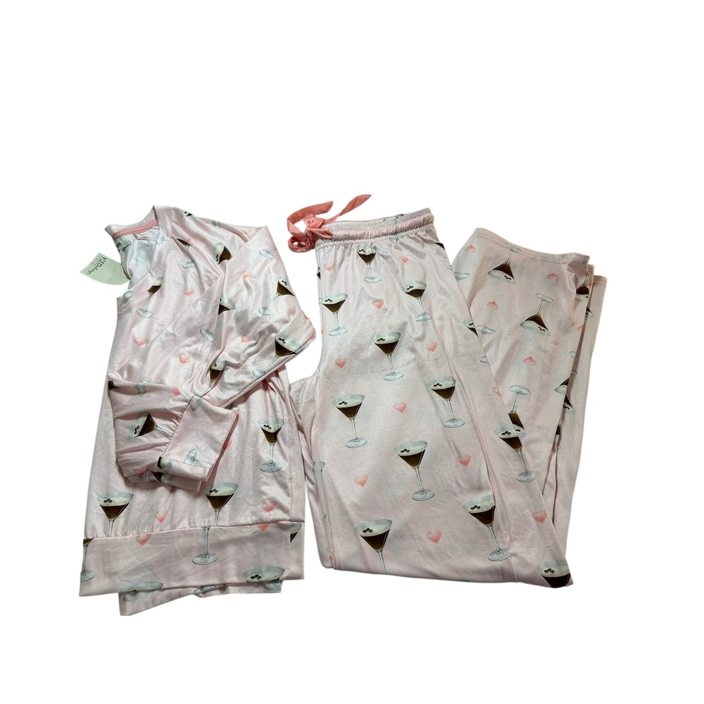 P.J. Salvage Pajama Set Women Small Blush NEW Espresso Martini Heart RP9OLST